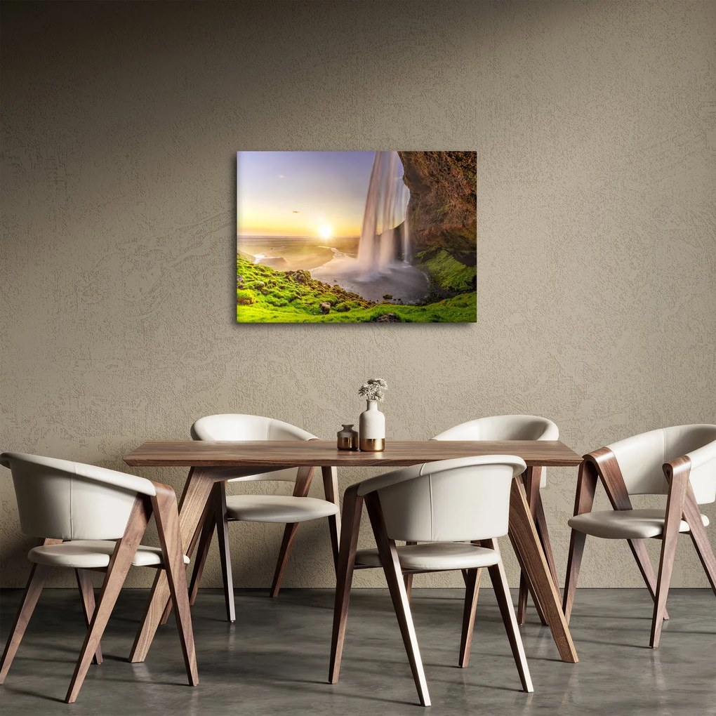 Obraz - Seljalandsfoss od tyłu jaskini (70x50 cm)