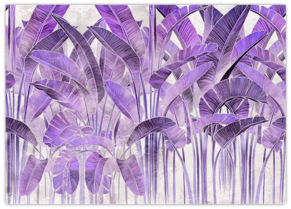 Obraz - Fioletowe liście w gipsie (70x50 cm)