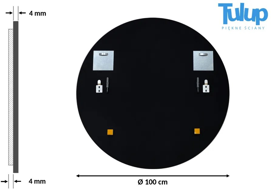 Lustro okrągłe czarna ramka fi 40 cm Czarny