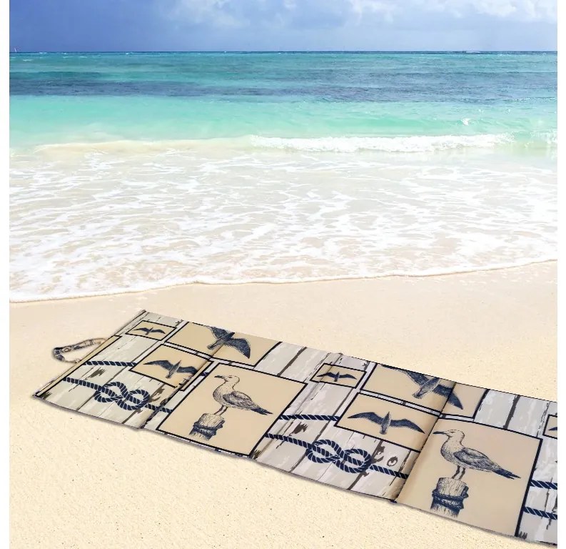 Leżak plażowy MARINE 137x49 cm, beżowy