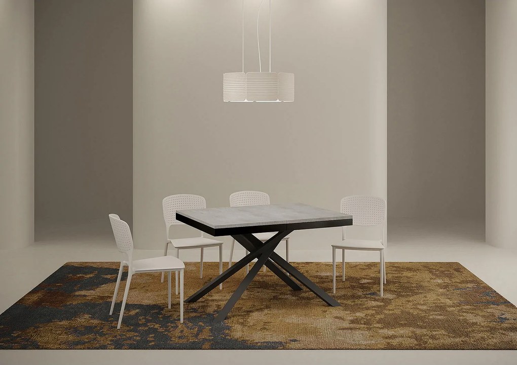 Stół rozkładany 120/224x90 cm Karida Evolution cementu rama i nogi antracytowe