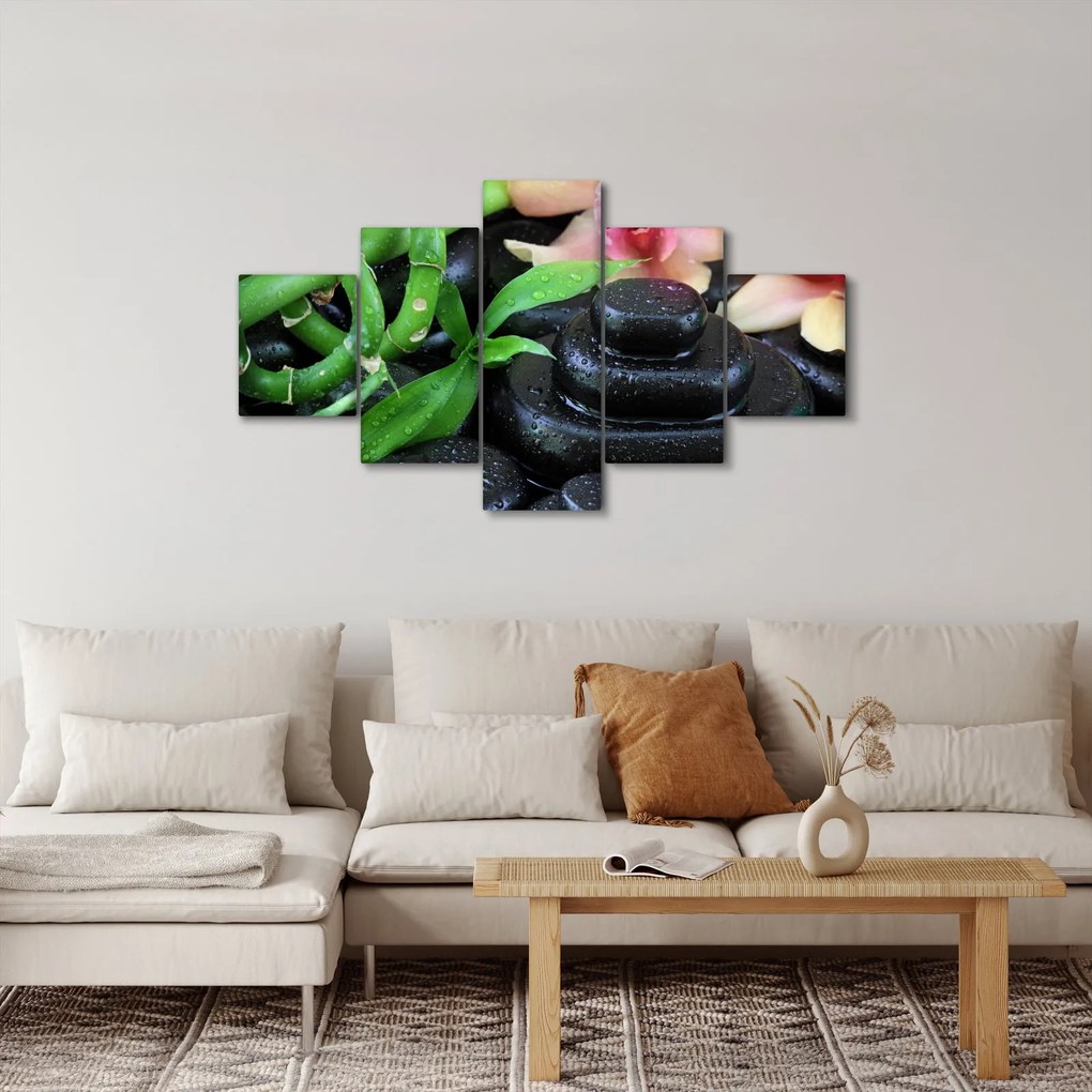 Obraz - Kamienie i orchidee (125x70 cm)