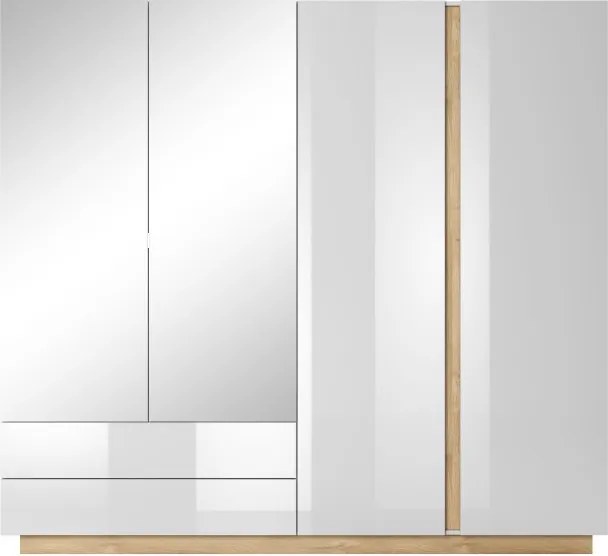 RACO Szafa 220 Biała – 2 Szuflady + 2 Drzwi + 2x lustro