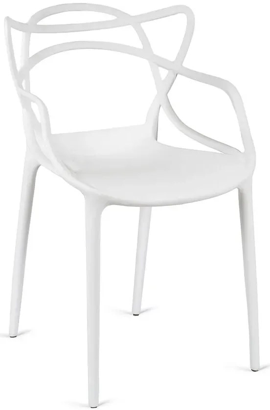 Białe sztaplowane minimalistyczne krzesło R7-D38