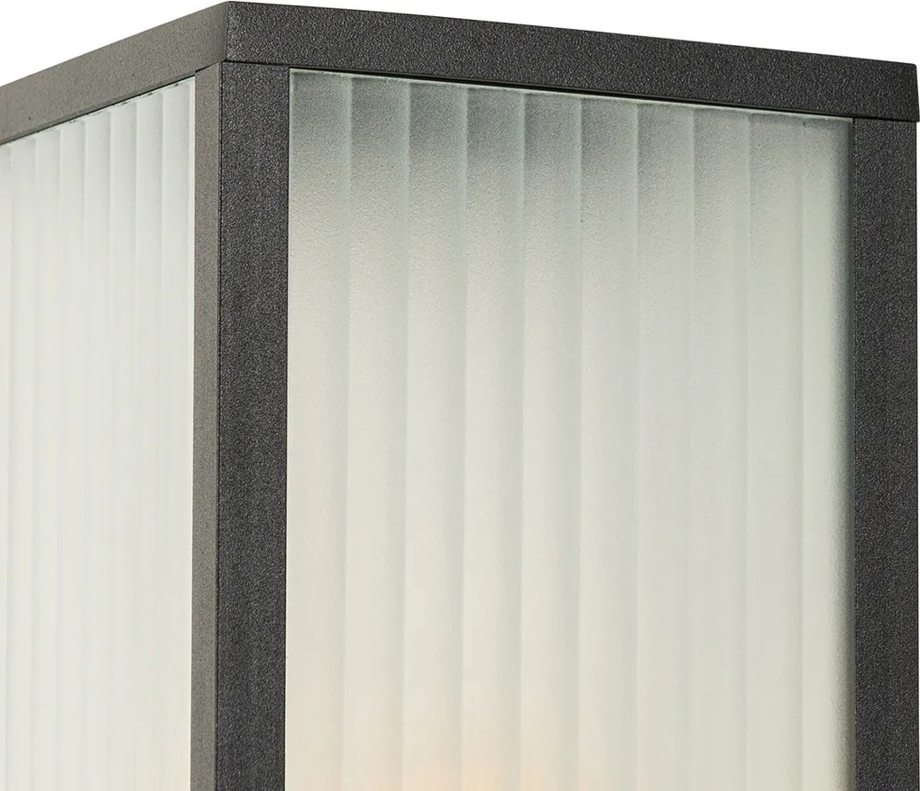 Inteligentna lampa podłogowa zewnętrzna czarna z żebrowanym szkłem 80 cm z WiFi A60 - Charlois