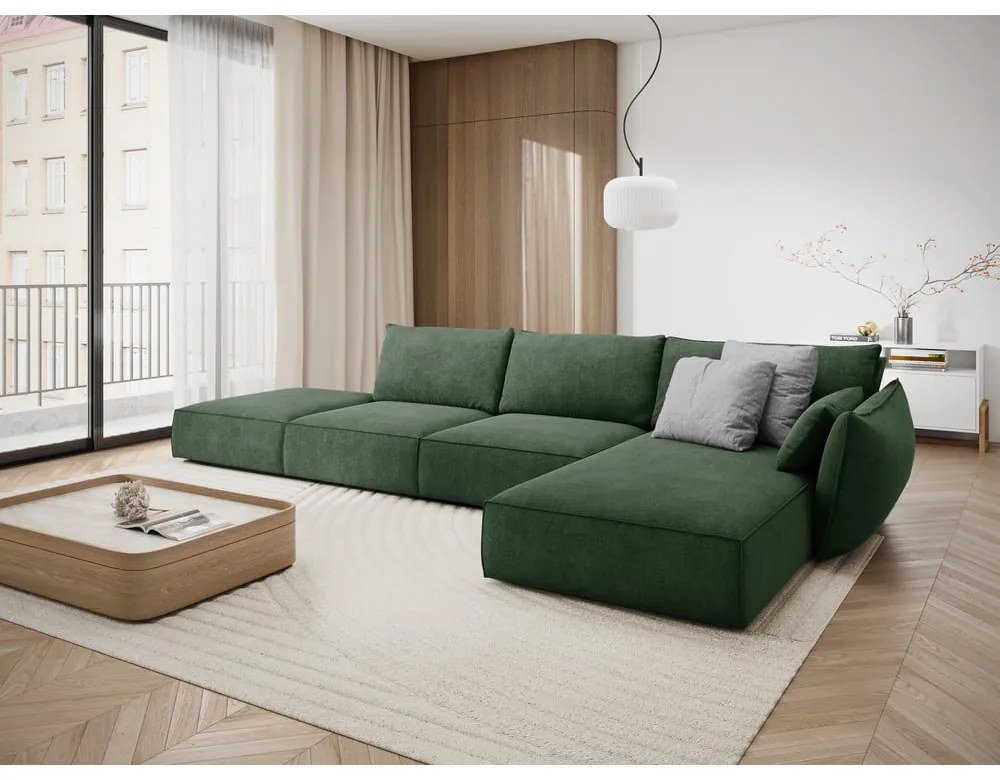 Ciemnozielony narożnik (prawostronny) Vanda – Mazzini Sofas