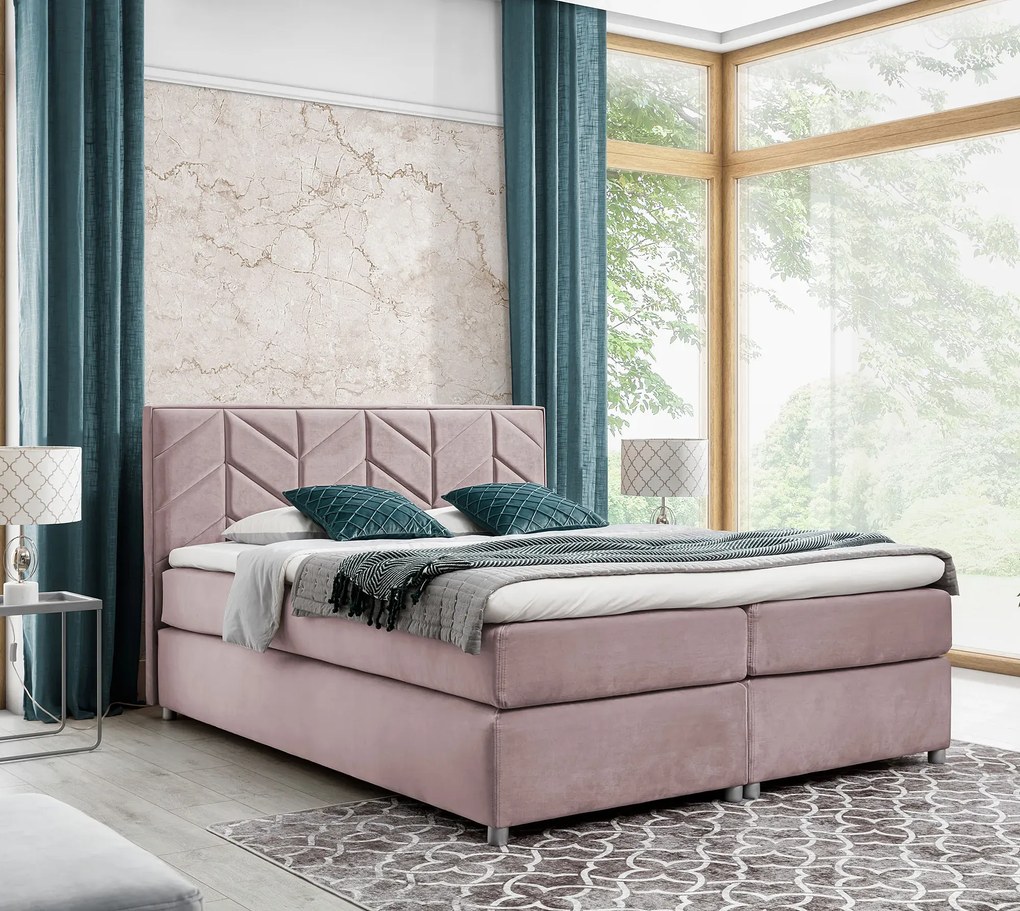 Różowe łóżko pikowane z pojemnikiem 5 rozmiarów R4-C49