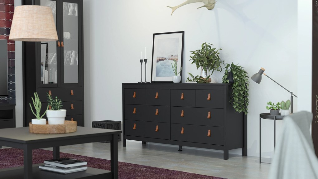 Czarna komoda z szufladami Madrid 4+4