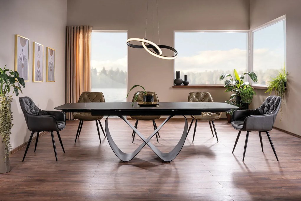 STÓŁ INFINITY CERAMIC CZARNY AZARIO BLACK/CZARNY MAT 160(240)X95 SIGNAL