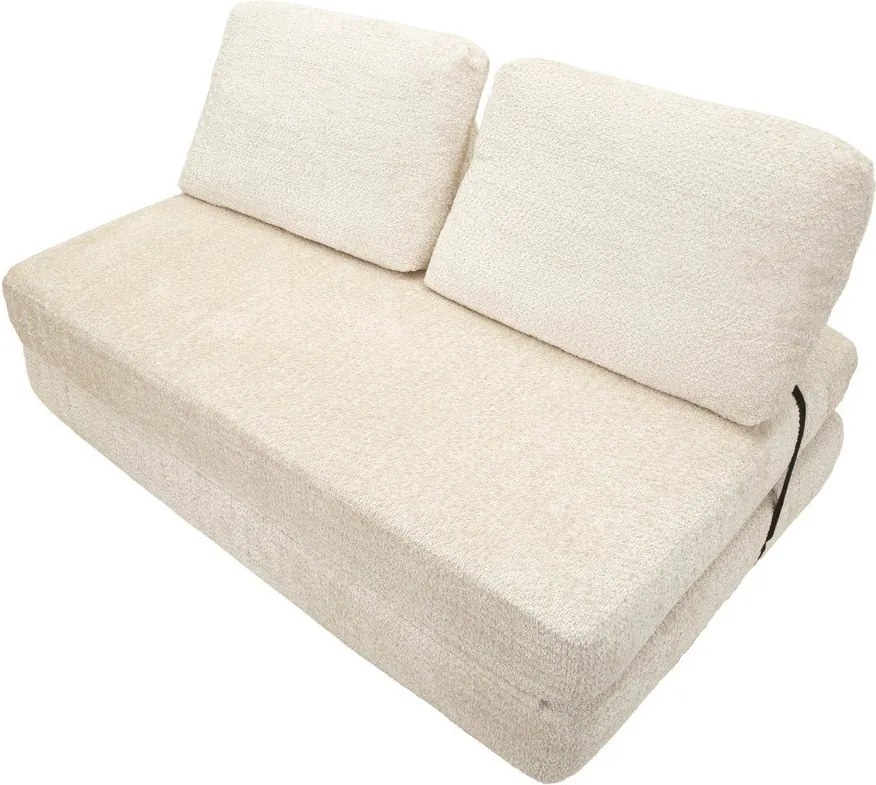Biała rozkładana sofa z materiału bouclé 150 cm Faster – Mauro Ferretti