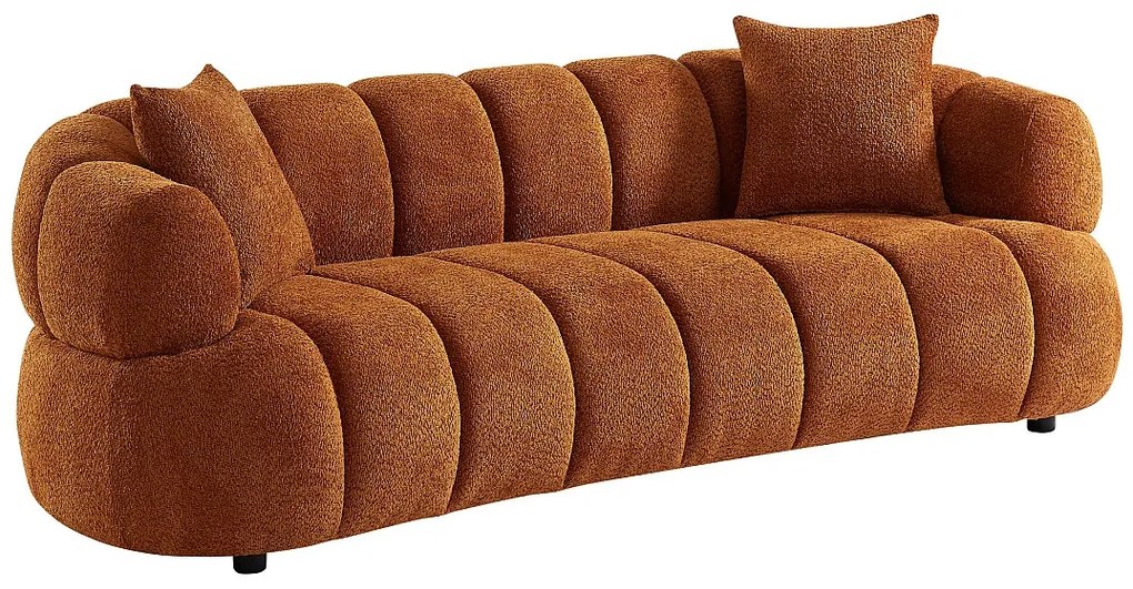 Kanapa  3-osobowa z terakotowej tkaniny z bukli COLIANI