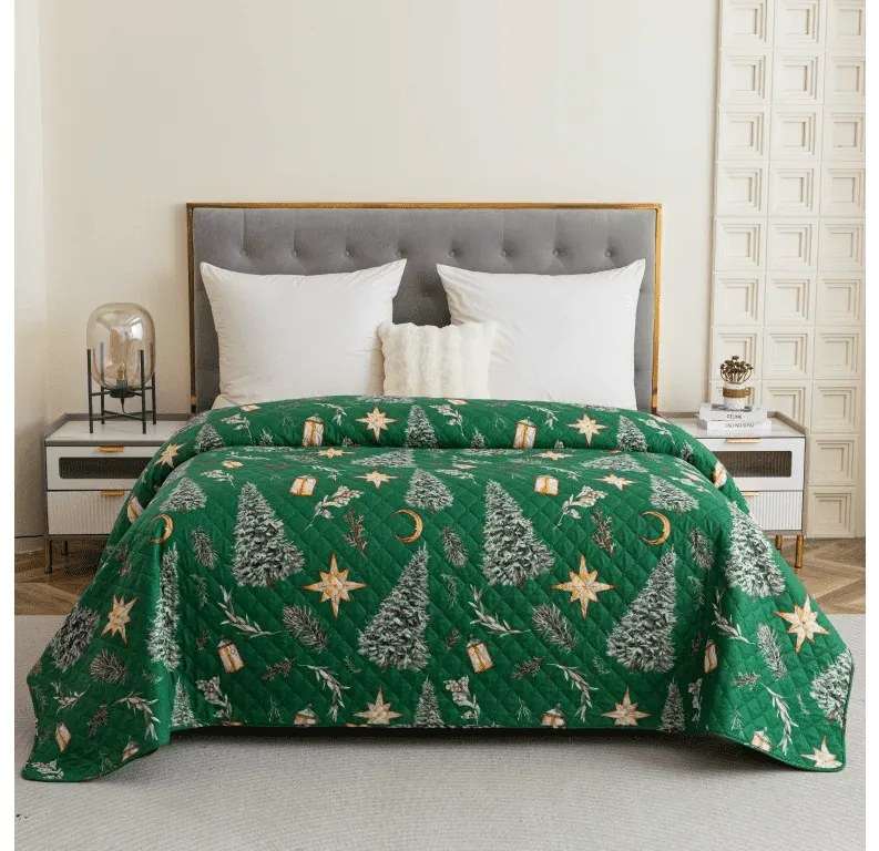 Narzuta na łóżko GREEN CHRISTMAS, zielony Rozmiar: 220 x 240 cm
