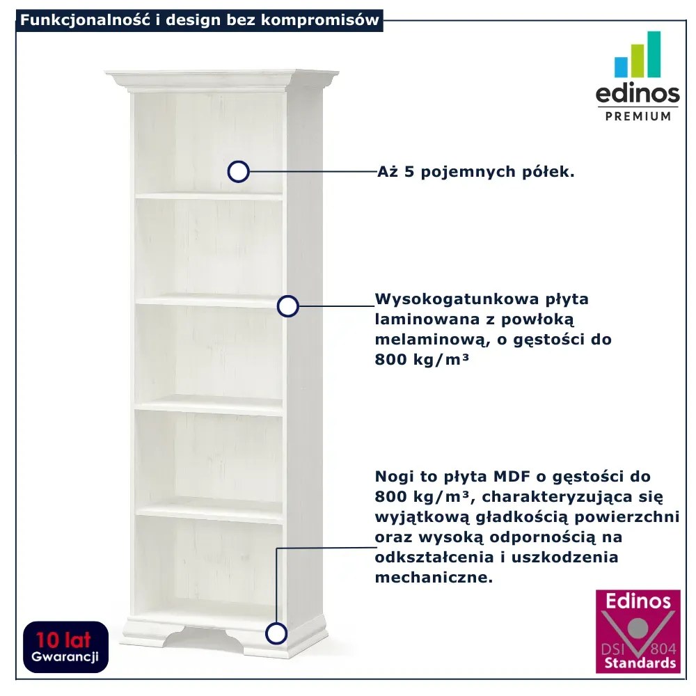 Regał klasyczny wysoki na książki sosna anderson A9-F01