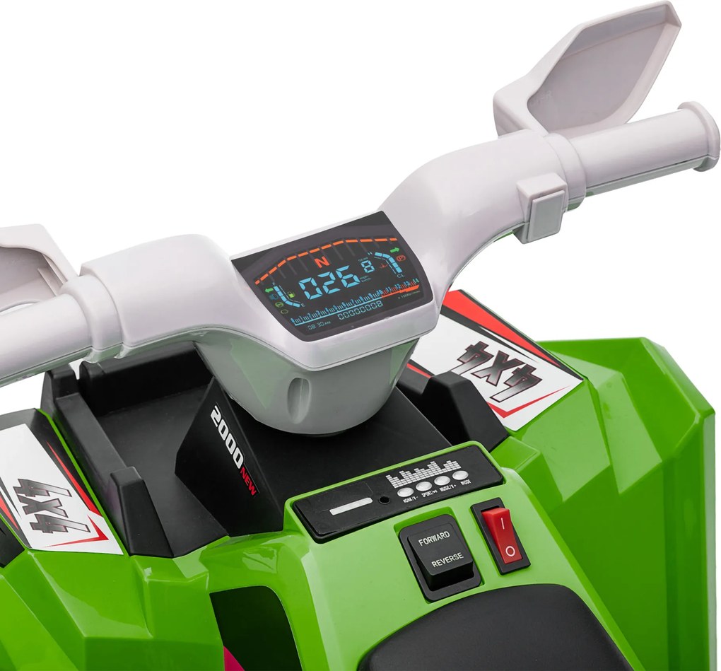 HOMCOM Elektryczny quad dla dzieci, 2,5 km/h, bieg przód &amp; tył, dla 18-36 miesięcy, Zielony