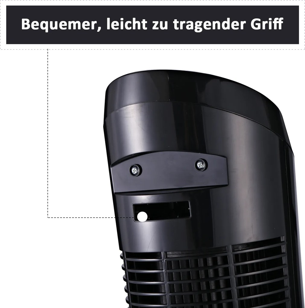 HOMCOM Wentylator Stojący Kolumnowy 45W Cichy 3 Poziomy Wentylacji Oscylacja 70° Czarny | Aosom PL