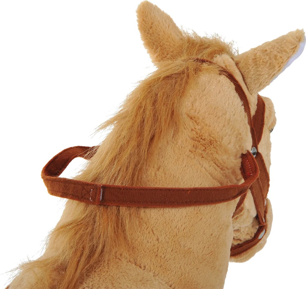 HOMCOM jazda na koniu konik-zabawka pluszowy konik dla dzieci stojący koń wydający odgłosy siedzenie wysokość 48 cm