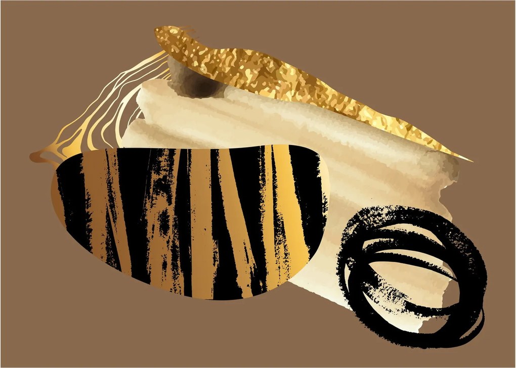 Obraz - Abstrakcja złotobrązowy N⁰2 (70x50 cm)
