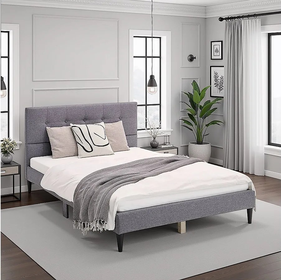 Tapicerowane łóżko 120x12x200 cm szare