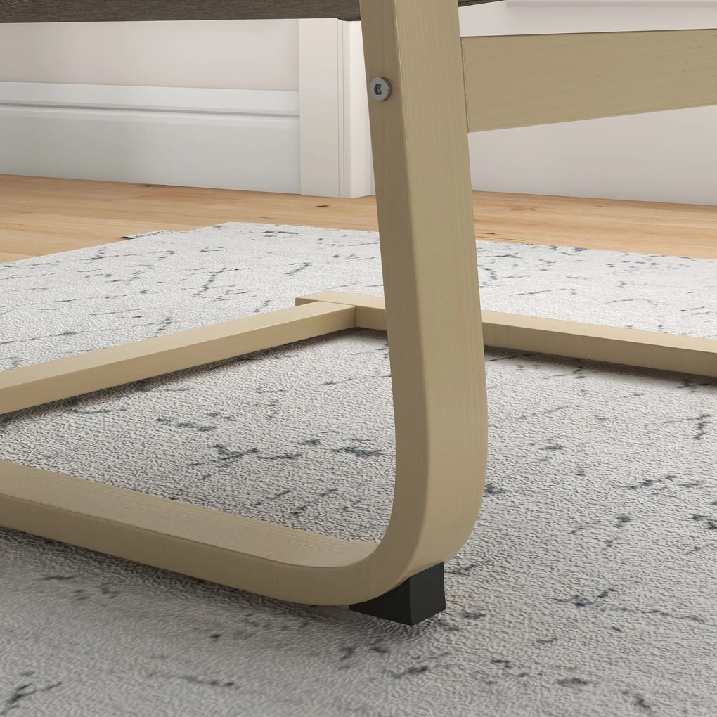 HOMCOM Fotel Relaksacyjny Brązowy Lniany Pokrycie z Drewnianym Stelażem Komfortowe Siedzisko z Podłokietnikami | Aosom PL