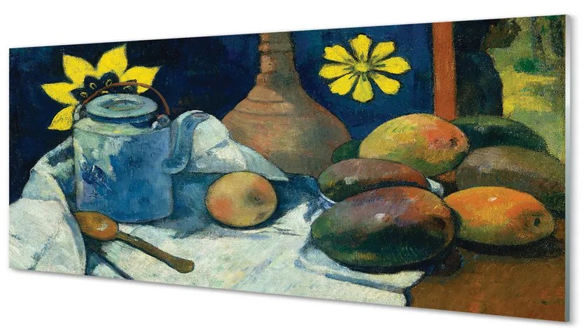 Obraz na szkle Martwa natura z dzbankiem herbaty i owocami - Paul Gauguin