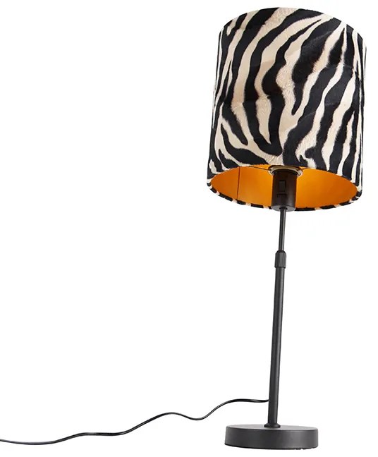 Lampa stołowa czarny abażur wzór zebra 25 cm regulowana - Parte klasyczny/Antyczny Oswietlenie wewnetrzne