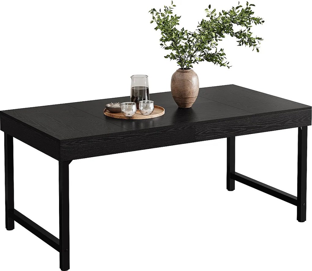 Stół jadalny w stylu rustykalnym dla 4-6 osób, 140 cm, czarny, prostokątny, kuchenny stół obiadowy