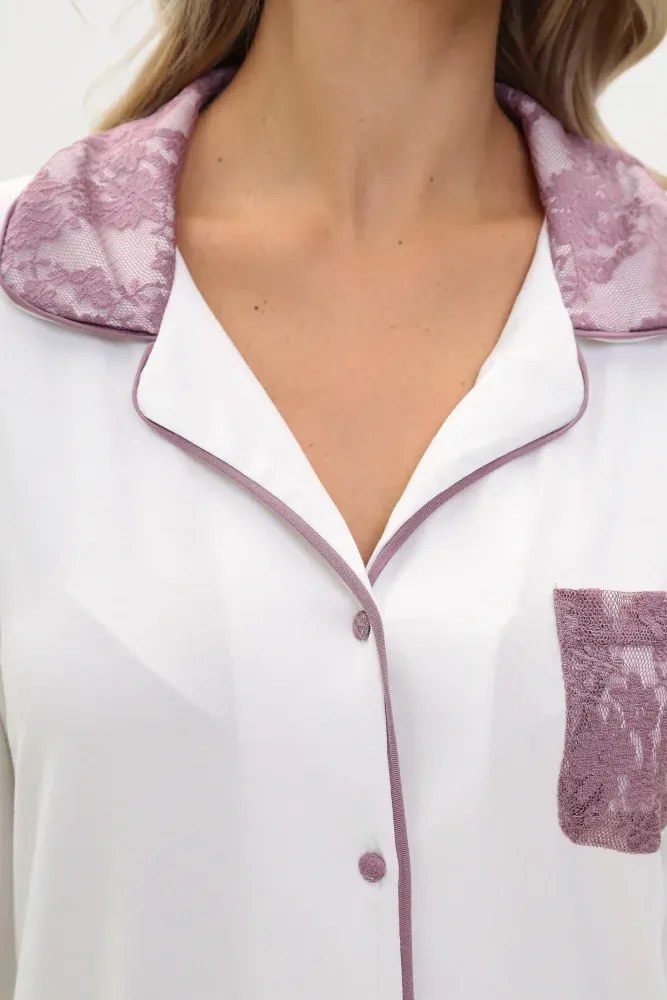 Damska bambusowa piżama CLAUDIA M Kremowy / Czarny