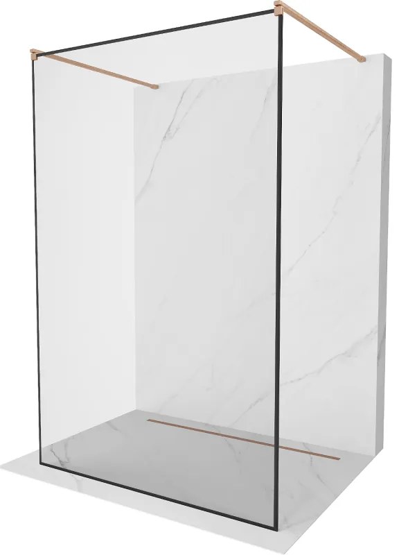 Mexen Kioto ścianka prysznicowa wolnostojąca 100 x 200 cm, czarny wzór 8 mm, miedź szczotkowana - 800-100-002-65-70