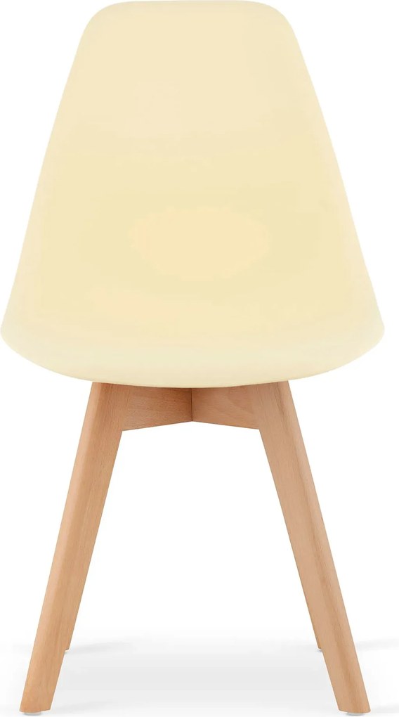 Kremowe krzesło skandynawskie z drewnianymi nogami C6-B06