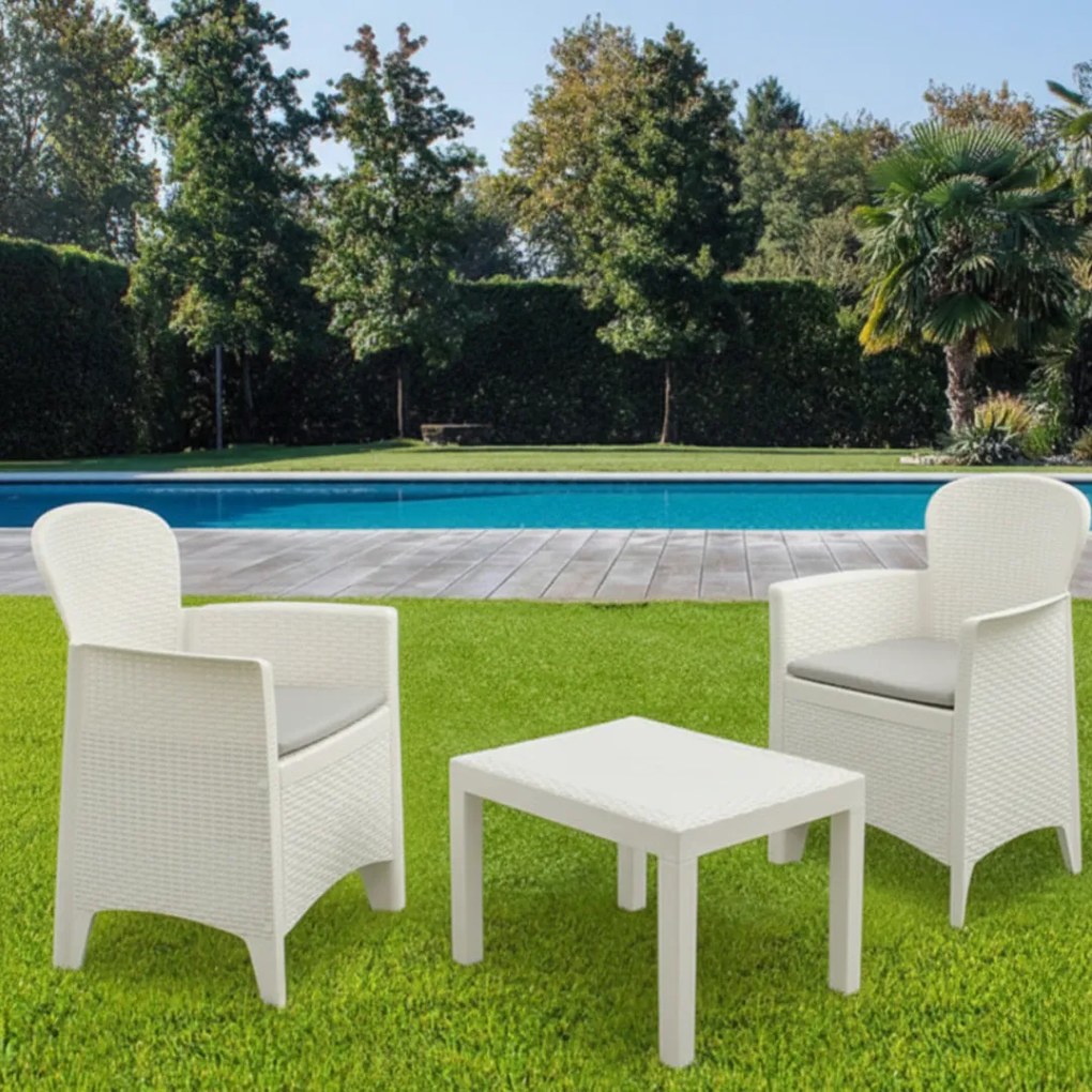 Zestaw ogrodowy AKITA, 3-częściowy, biała I.P.A.E-Progarden