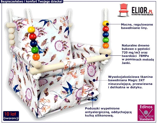 Kubełkowa huśtawka dla dziecka jaskółki - Duomi