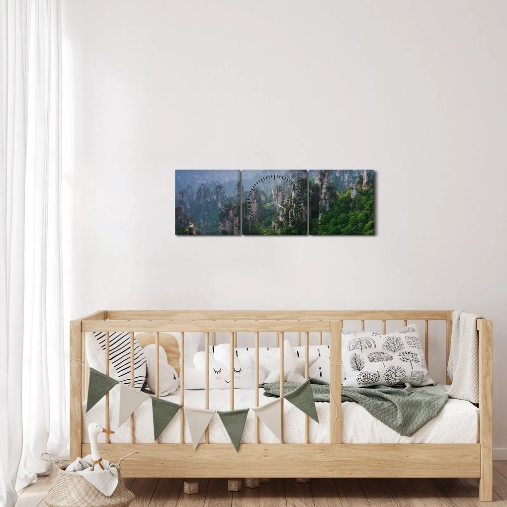 Obraz - Narodowy Park Leśny Zhangjiajie (z zegarem) (90x30 cm)