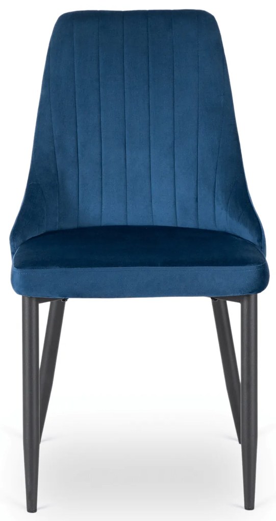 Zestaw Stół Okrągły Rozkładany HARRY 102-142 cm Dąb Artisan/Czarny i 4 Krzesła Tapicerowane BARI Granatowe Nowoczesne