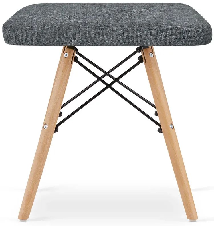 Szary skandynawski drewniany taboret tapicerowany K5-Z16