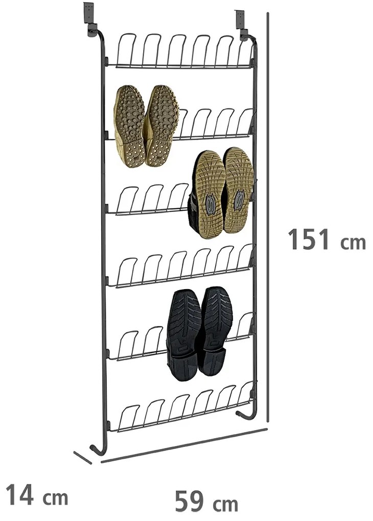 Organizer na buty na drzwi z metalu, 18 par, WENKO