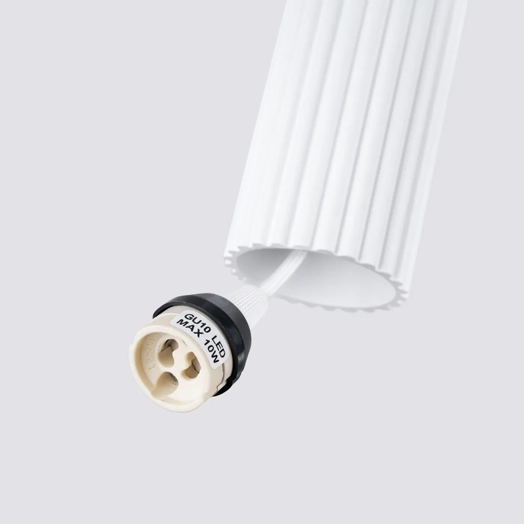 Lampa wisząca KARBON 1 biała ryflowana SOLLUX  LIGHTING