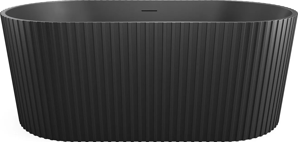 Wanna wolnostojąca akrylowa ryflowana - Czarny mat - 220 l - 150 x 75 x 58 cm - ALIENA