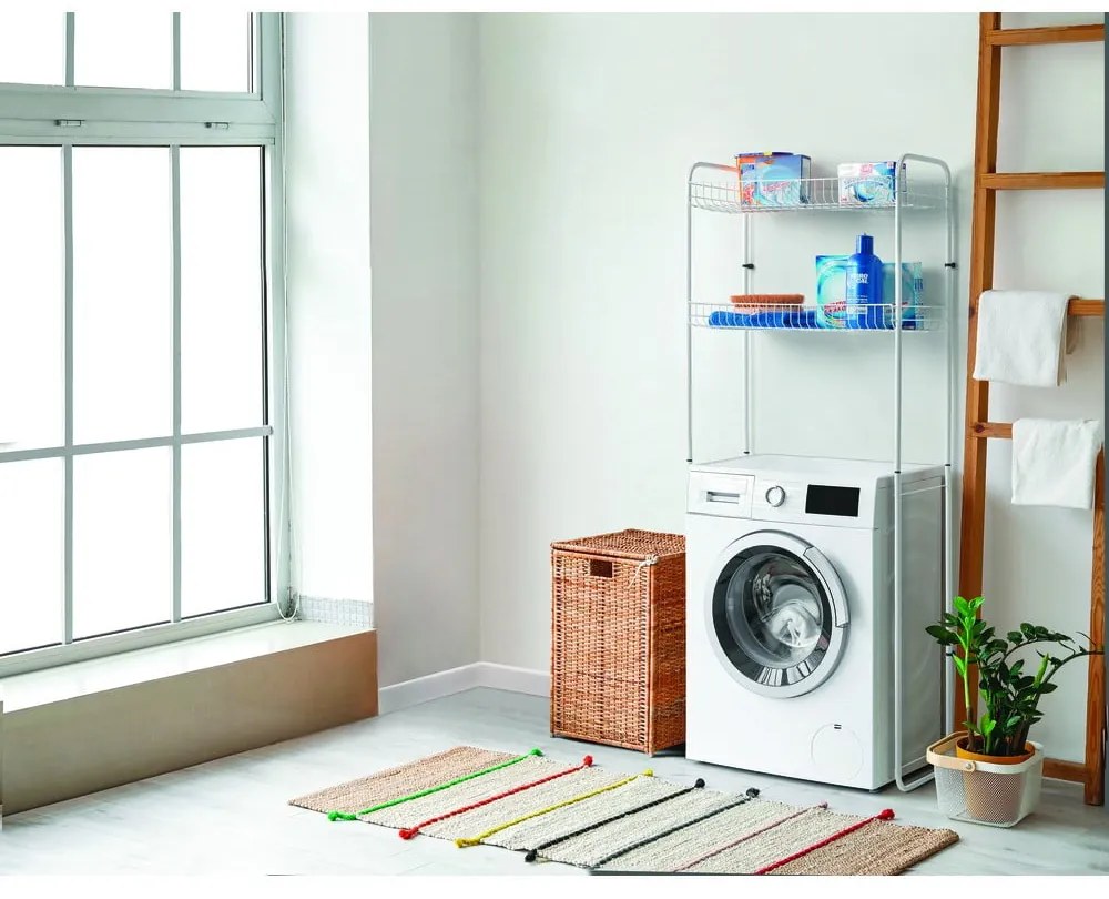 Biała dwupoziomowa półka nad pralką Sky Wash - Metaltex