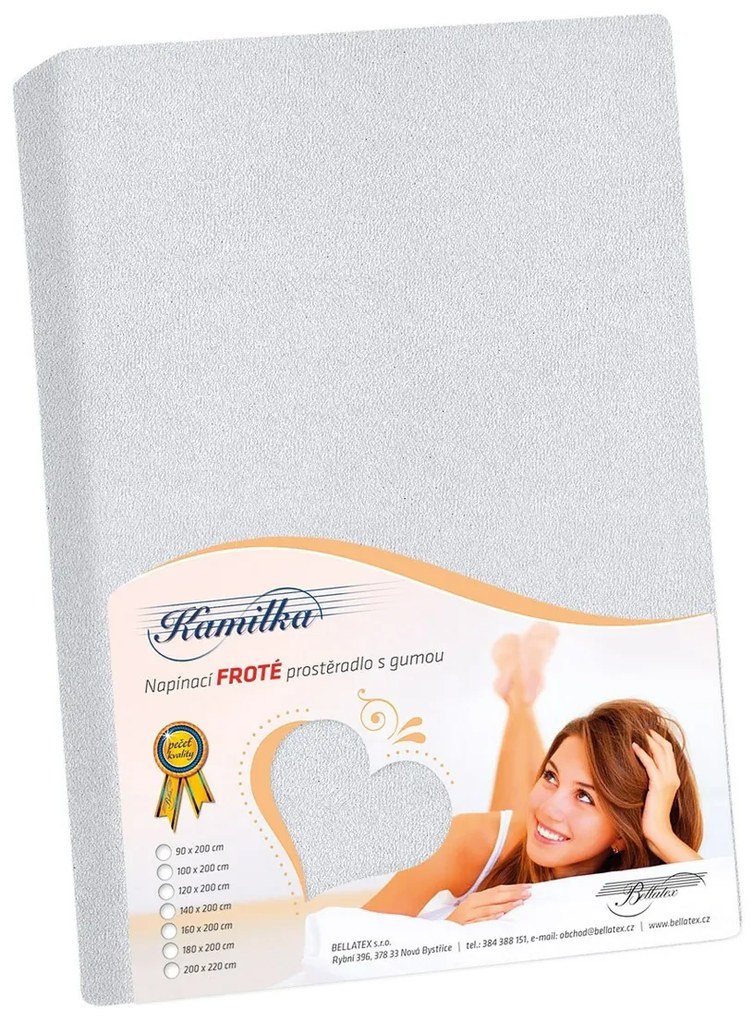 Bellatex Prześcieradło frotte Kamilka jasnoszary, 100 x 200 cm