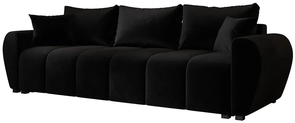 Czarna welurowa nowoczesna sofa rozkładana  K3-C47