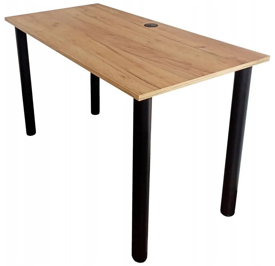 Proste loftowe biurko z regulacją wysokości nóżek 120x60 dąb craft złoty P5-G81