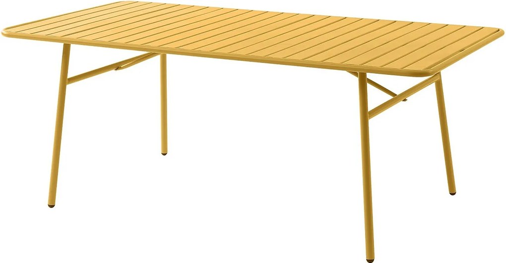 Stół ogrodowy o dł. 160 cm z metalu - Żółty musztardowy - MIRMANDE marki MYLIA