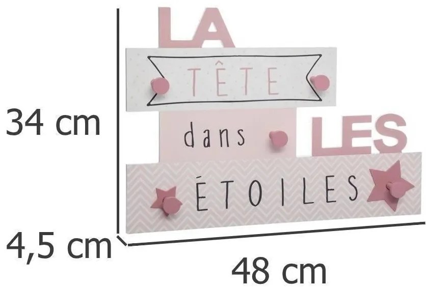Wieszak ścienny dla dzieci GWIAZDY, 48 x 34 cm