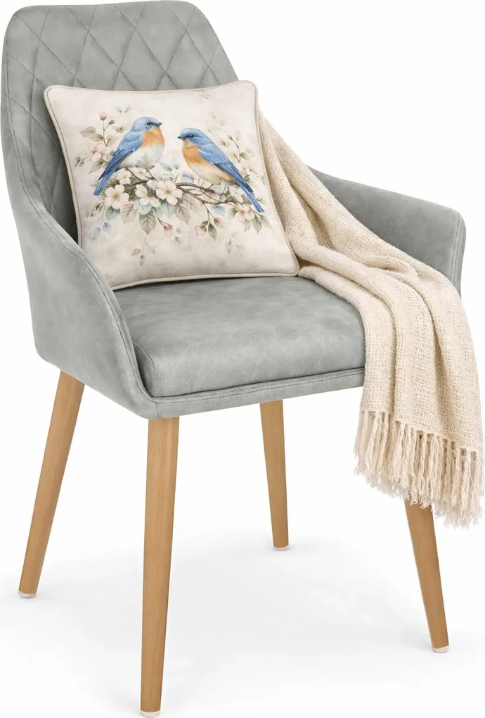 Szare pikowane krzesło tapicerowane z podłokietnikami H7-R24