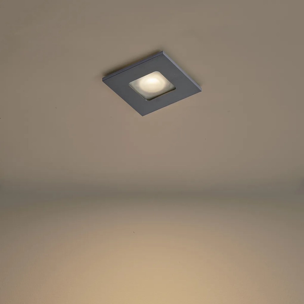 Zestaw 6 nowoczesnych reflektorów wpuszczanych Gunmetal Kwadrat IP44 - Qure