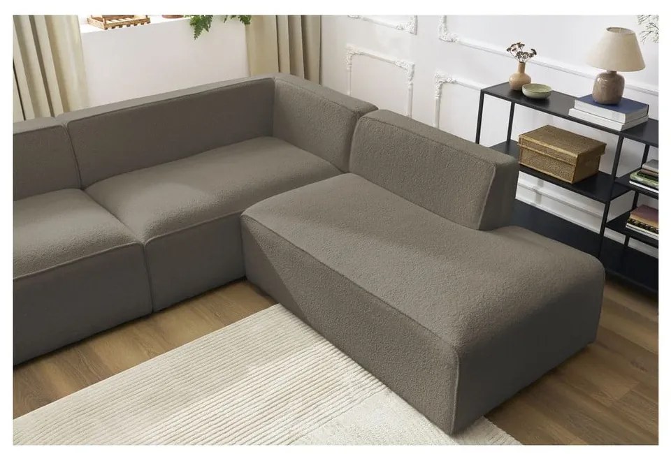 Brązowy narożnik modułowy z materiału bouclé (prawostronny/w kształcie litery U) Megeve – Bobochic Paris