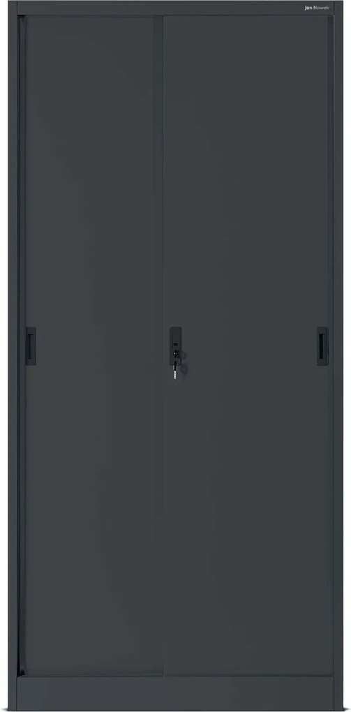 Biurowa szafa metalowa z drzwiami przesuwnymi KUBA, 900 x 1850 x 400 mm, antracytowa