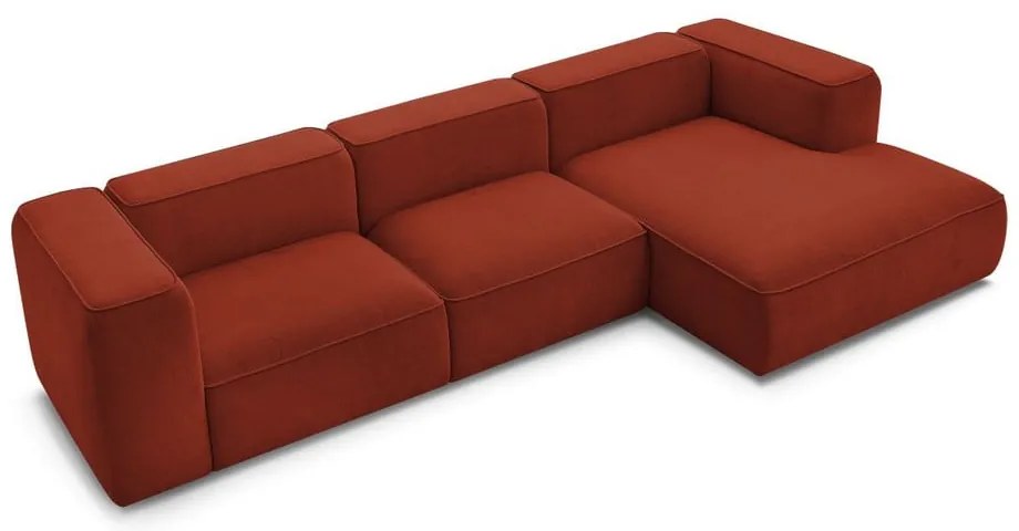 Ceglasty narożnik z materiału bouclé (prawostronny) Zephyr – Bobochic Paris