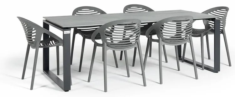 Szary zestaw mebli ogrodowych z 6 krzesłami Le Bonom Joanna Strong