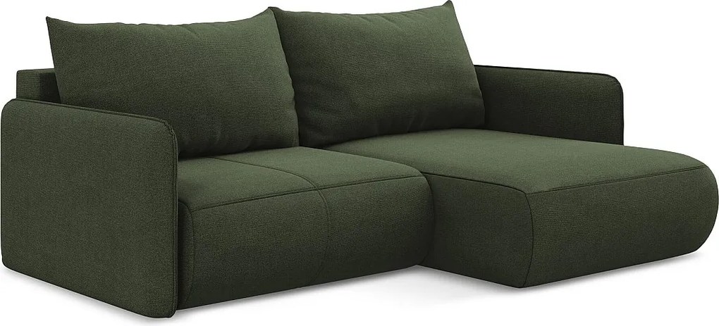 Narożnik prawostronny z funkcją spania - z tkaniny strukturalnej - oliwkowy - NANEA